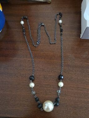 Classic Black and Pearl Beaded Necklace